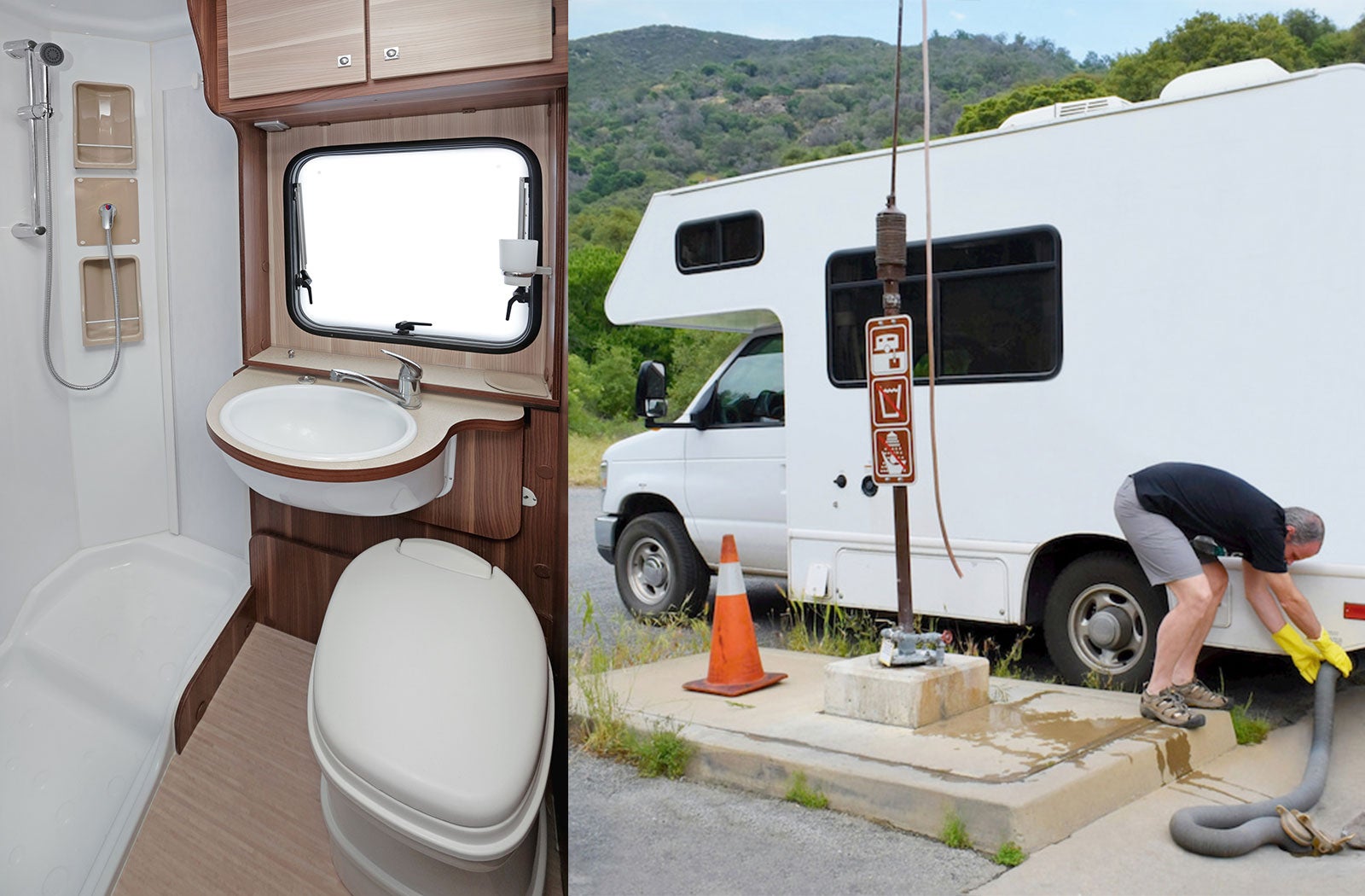 Portable RV/camper toilet and holding tank setup in Griffin, Georgia