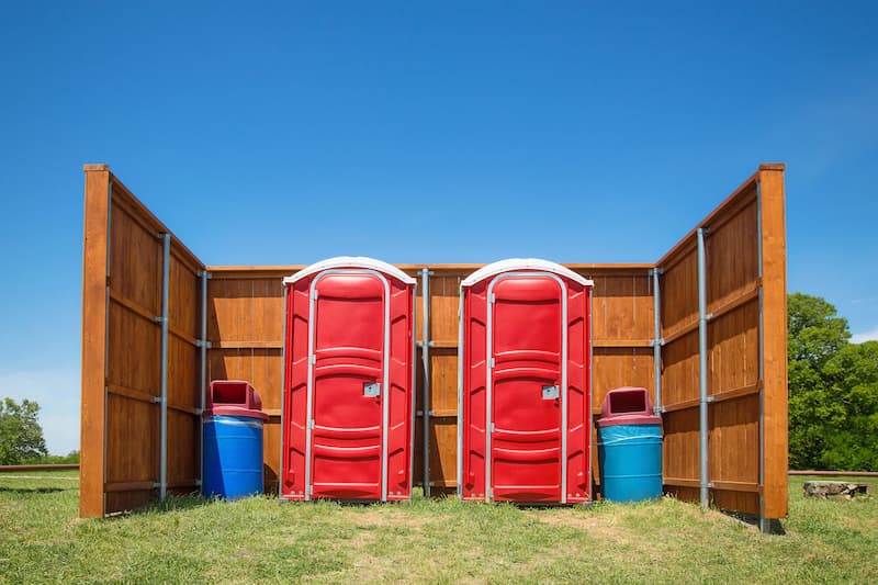 Short-term porta potty units staged for delivery in Griffin, Georgia